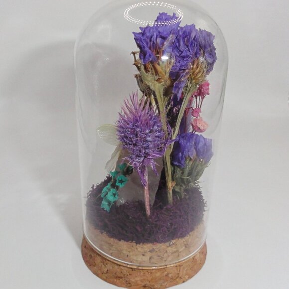 Praying Mantis Crystal & Flowers Oddity Jar insect taxidermy curiosity dome goth - Picture 14 of 15